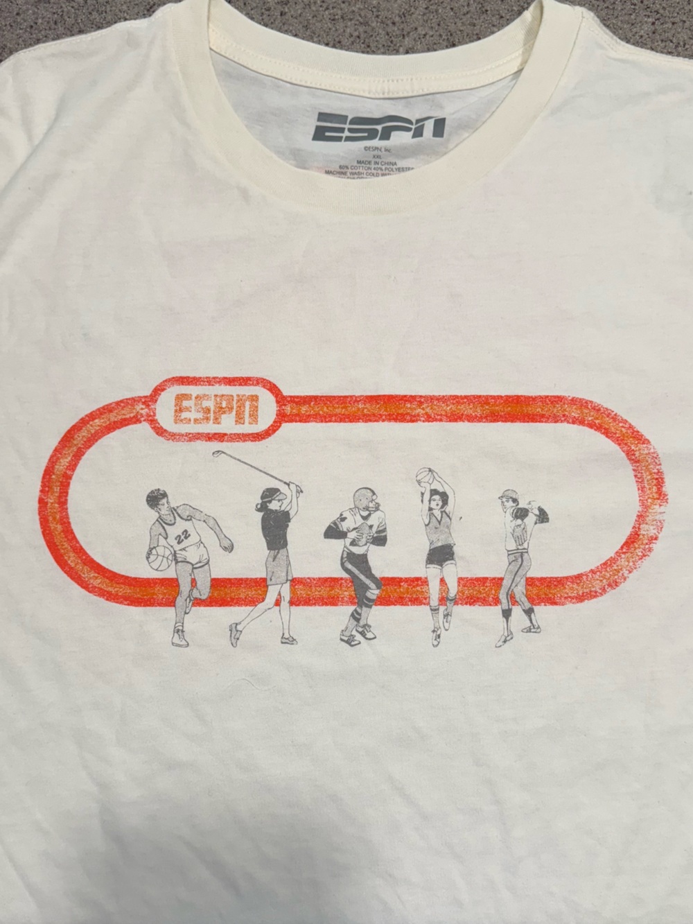 Target ESPN White Short Sleeve Graphic Tee with Red-Orange Retro Logo